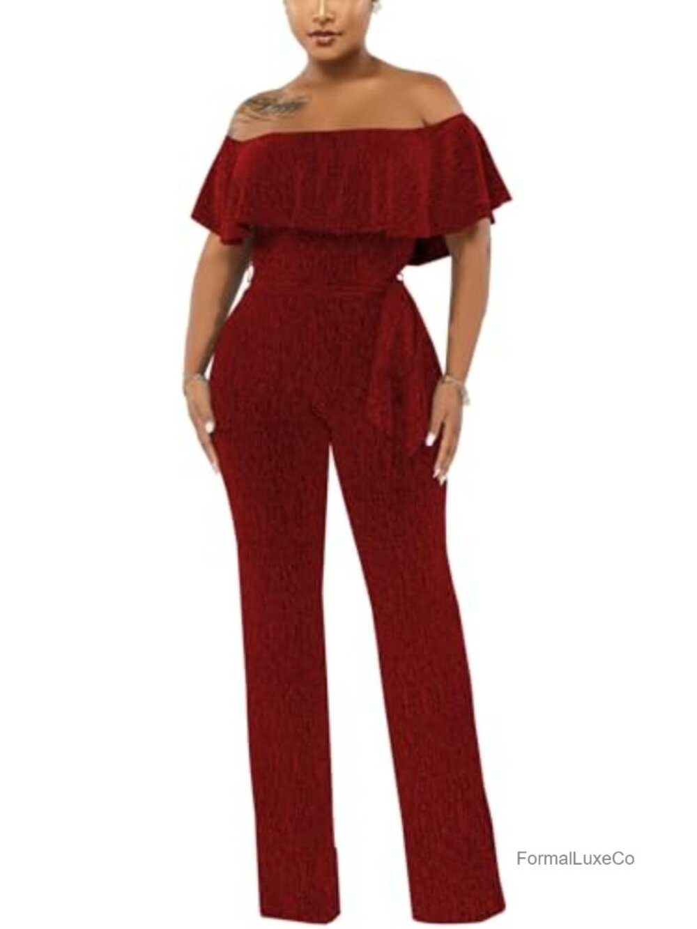 Sparkly Sequin Off Shoulder Wide Leg Jumpsuit Sleeveless Party Clubwear